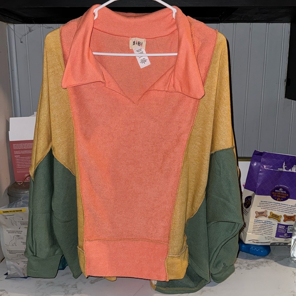 Bibi color block oversized top. Size S relaxed fit. Never worn.